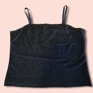 M Y2k navy sparkle camisole crop top